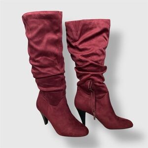 Unbranded burgundy red knee high boots with heel - size 9